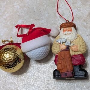 Golf lover ornaments gift set golf Santa, gold golf ball